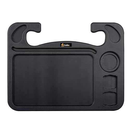 EcoNour 4 in 1 Car Steering Wheel Tray - 2026 Upgraded Tray with Dual Sauce Dip Holder and Tablet Holder | Spacious Steering Wheel Desk for Food and Laptop | Car Accessories (Large) - size: Large-Black