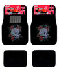 Universal Fit Car Truck Front/Rear 4-Piece Full Set Crystal Bling Rhinestone Design Studded Black Carpet Floor Mats (Happy Skull-Black) - color: Happy Skull-Black