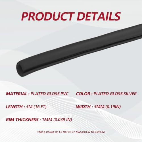 16FT (5M) Car Door Edge Protector, Universal U Shape Trim Molding Rubber Seal Protector with Fits Most Cars (Black) - color: Black