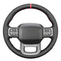 MEWANT DIY Black Smooth Woven Embossed Faux Leather Steering Wheel Cover for Ford F150 Lightning F350 2024 Expedition