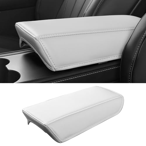 FREESOO Center Console Armrest Cover for Tesla Model Y(2020-2024) & Model 3(2017-2023), Leather Center Console Cover Protector Pad Accessories, White - color: White, size: Model Y(2020-2024) & Model 3(2017-2023)