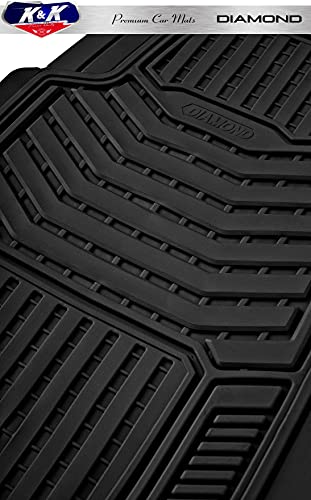 K&K Auto Accessories 3D Car Floor Mat Thick 8 Lb Heavy Duty Durable Universal Diamond Black Deep Dish for Cars SUVs Minivan Truck - color: Diamond Black