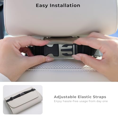 Premium PU Leather Car Tissue Holder, Classic Style, Rectangular, Black - color: Black