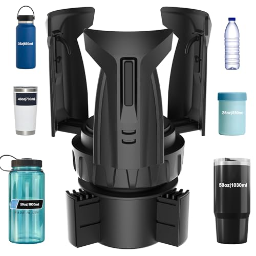 Cup Holder Expander (Adjustable Holder & Base, Auto-Fit Hold, One Button Open), Car Cup Holder Expander for Yeti, Hydro Flask, Nalgene, Owala, Bottles in 2.6"- 4.8" (Light Black, 1 Pack) - color: Light Black, size: 1 Pack