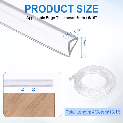 uxcell Clear Edge Trim, 13.1Ft Silicone U Channel Edge Protector, Edges Guards Fits 5/16" for Car Doors Sheet Metal Parts (15/32" W x 1/2" H) - size: 13.1Ft x 15/32" x 1/2", Fits 5/16"