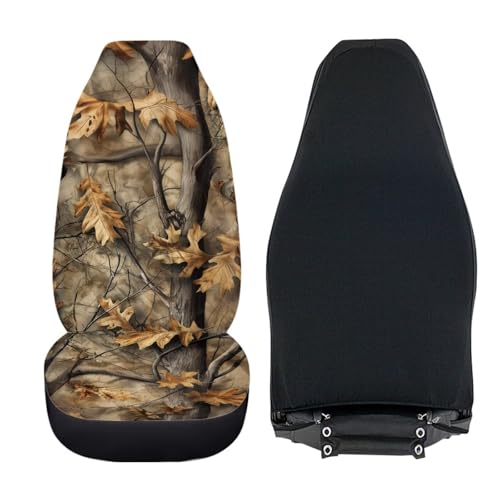 Howilath 2 Piece Car Front Seat Covers Set Anti-Slip Camo Oak Hunting Wood Auto Seats Protector Interior Accessories Fit SUV Sedan Truck - color: Camo Oak Hunting Wood