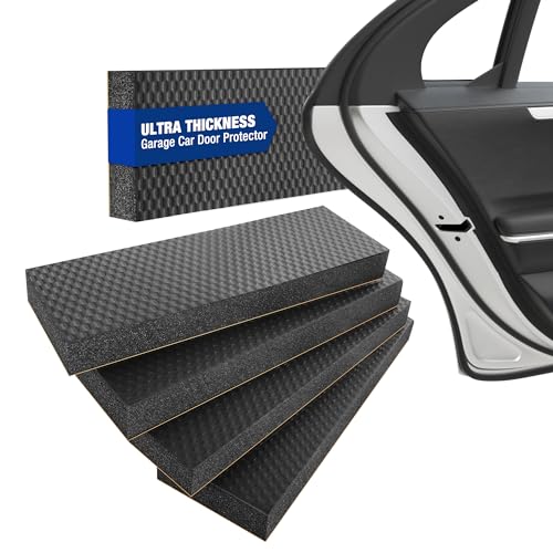 WORKPRO Garage Wall Protector, 4 Pack Garage Car Door Protector with 1.18” Ultra Thickness and Mesh Fabric Adhesive, Resilient NBR Foam Car Door Bumper Guards for Collision Protection