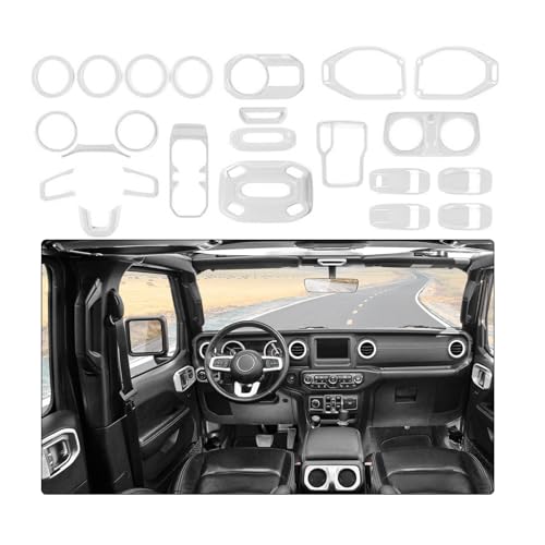 RT-TCZ for Wrangler JL Interior Trim Kit Compatible with Jeep Wrangler JL JLU Gladiator JT 2018-2023 White Interior Accessories 23pcs - color: White