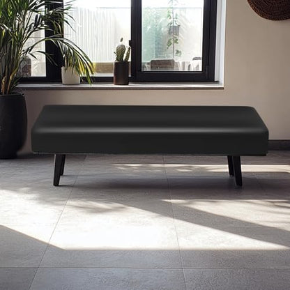 FUANGUI PU Waterproof Bench Cover, Stretch Dining Bench Cover for bedrooms, Living Rooms, Kitchens, Protector Chair Bench Piano Bench Seat Covers Stool Slipcover Removable, Washable - Black - color: Pu Black