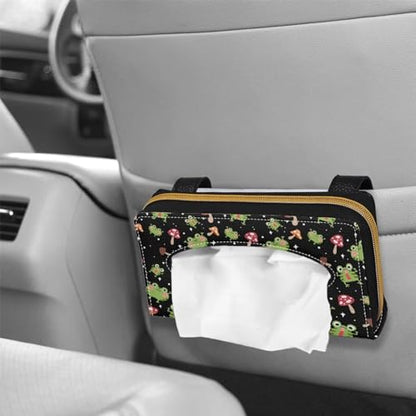 Frog Mushroom Leather Tissue Holder Car Mask Holder PU Leather Car Standard Tissue Holder Durable Visor Tissue Holder Car Visor Accessories Universal Fit Most Cars - color: Frog Mushroom