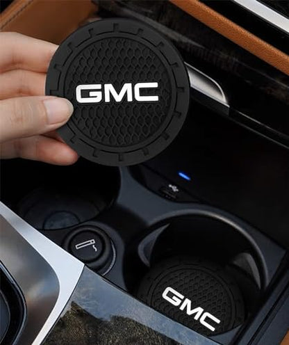 Car Cup Holder Coaster for GMC Sierra Denali Canyon Terrain Yukon Jimmy Acadia Recessed Silicone Cupholder Coaster Interior Accessories 2.75in 2Pack - color: Black-01