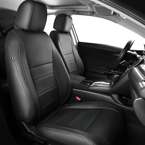 Seat Covers for Honda Civic Sedan 4DR Sedan EX 2022-2024 & Sport, Hybrid Sport 2025-2026, Faux Leather Car Seats Cover Full Set Waterproof, Black (60/40 Split Seatback-with Rear Armrest) - color: Black, size: Sedan 2022-2026 (60/40 Split - With Armrest)