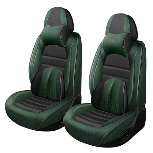 Car Seat Covers for GMC Sierra 1500/2500/3500 Denali SLT AT4 AT4X Base Seat Covers 2008-2026, Waterproof Premium Nappa Leather Seat Protectors(Luxury 2 Seats/Black&Green) - color: Black&Green, size: Luxury 2 Seats