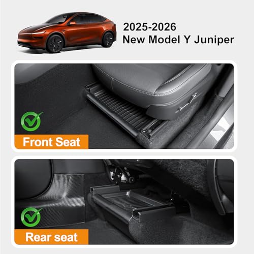 2PCS Under Seat Storage Box for 2025-2026 Tesla Model Y Juniper - Leak-Proof Covered Organizer Set, TPE Material, Quick-Pull Handle, Secure Anti-Slip Installation for Front Seats