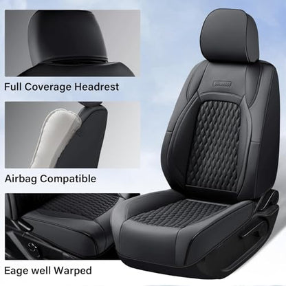 Coverado Custom Fit Seat Covers Full Set for Chevy Silverado/GMC Sierra 2007-2013&2019-2025 1500, 2020-2025 2500HD 3500HD Crew/Double/Extended Cab – Faux Waterproof Leather (Black) - color: Black, size: FullSet(2007-2013&2019-2025)