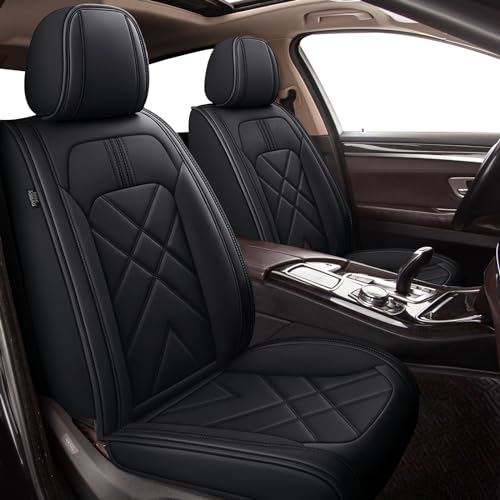 Faux Leather Custom Fit Seat Covers Compatible with Nissan Frontier 2007-2026 Full Set 5 Seats, Airbag Compatible, Black - color: #068-Black, size: 5 Seats