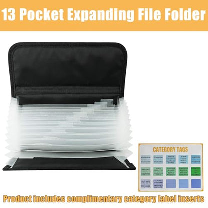 Vehicle Glove Box Organizer Large Capacity Car Registration and Insurance Holder for Car Documents License Cards with 13 Pocket Expanding File Folder 2 Cards Pockets