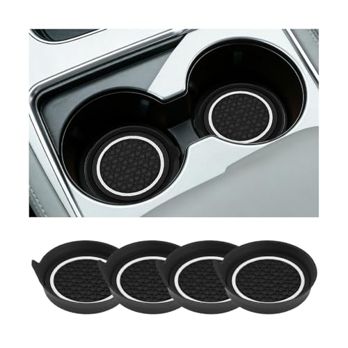 4PCS Car Cup Holder Coasters, Dustproof Non-Slip Vehicle Water Bottle Mat Insert Cushion, Shockproof Auto Interior Drink Cup Holder Decor Pad, Universal Fit (White) - color: White