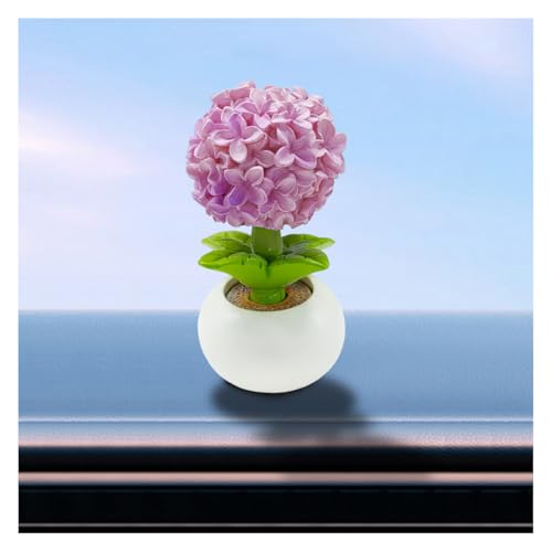 Mini Flower Car Dashboard Decoration - Cute Potted Plant Resin Figurines Car Desk Center Console Decoration - Aesthetic Auto Interior Ornament Accessories Funny Presents for Women (Hydrangea) - size: Hydrangea