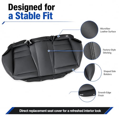 NLQR Black Rear Bench Bottom Replacement Seat Cover Compatible with Honda Accord 2008 2009 2010 2011 2012 - color: Black