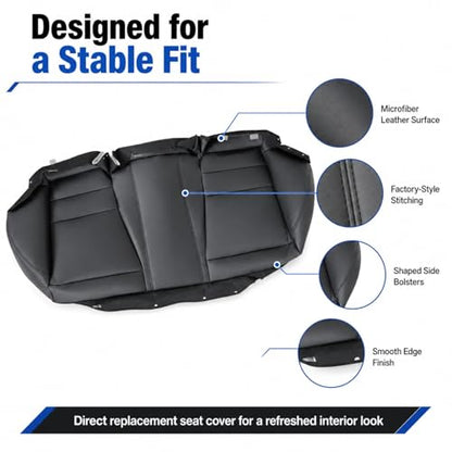 NLQR Black Rear Bench Bottom Replacement Seat Cover Compatible with Honda Accord 2008 2009 2010 2011 2012 - color: Black