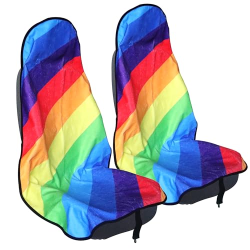 Car Seat Cover Protector Front Seats,for Gym Workout,Running,Swimming,Beach and Hiking,Waterproof Sweat Towel Bucket Seat Covers for Cars SUV Trucks (Rainbow, 2Pcs) - color: Rainbow, size: 2Pcs Front Seat Towel