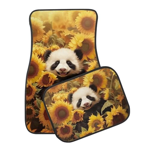 Panda Sunflower Yellow Car Floor Mats Front & Rear Car Mats Set of 4pcs Car Carpet Universal Fit for SUV,Vans,sedans,Trucks - color: Panda Sunflower Yellow