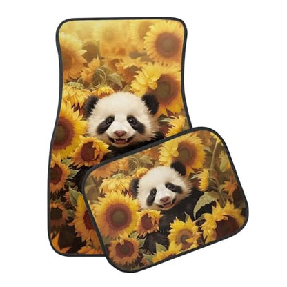 Panda Sunflower Yellow Car Floor Mats Front & Rear Car Mats Set of 4pcs Car Carpet Universal Fit for SUV,Vans,sedans,Trucks - color: Panda Sunflower Yellow