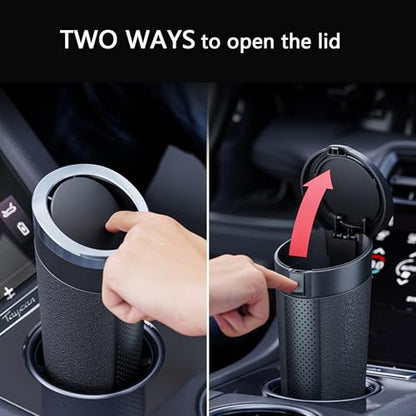 Car Trash Can with Lid, 2 Packs Leakproof Vehicle Garbage Bin, Compact Cup Holder Design, Includes 40 Trash Bags, Ideal for Car, Truck, Home, Office, Front & Back Seat Organizers (2-pack Black) - color: 2-pack Black