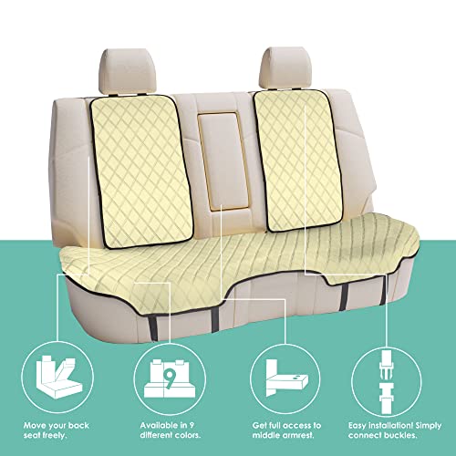 FH Group Car Seat Cushion Neosupreme Automotive Seat Cushions - Universal Fit, Rear Car Seat Cushion, Car Seat Cushions With Non-Slip Silicone Backing for SUV, Sedan, Van Rear Set Beige - color: Beige, style: Rear Bench