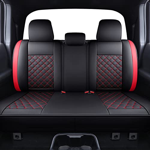Tomatoman Tacoma Seat Covers Customized for 2005-2025 2026 Sport Extended Access Cab Pickup Truck, Waterproof Faux Leather Car Cushions(Rear Seat, Black-Red) - color: Rear Seat/Black-Red