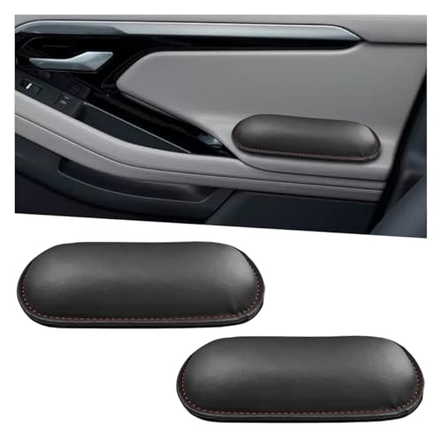 2PCS Car Door Armrest Pads, Soft Leather Memory Foam Car Knee Cushion Pad for Elbow Leg Support, Comfort Automotive Center Console Arm Rest Pillow Knee Pads Universal for Most Cars (Black)