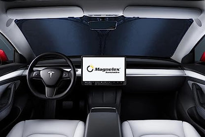 Magnelex Tesla Windshield Sun Shade for Model S 2012-2026 - Reflective Polyester Blocks Heat & Sun, Foldable Car Window Sun Blocker, Mirror Cut-Out, Fade-Resistant Sunshade, Tesla S Accessories - size: MODEL S