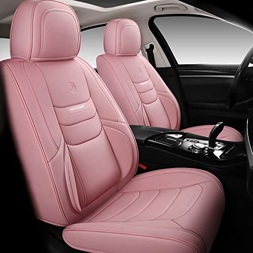 Universal Fit Full Coverage Leather Car Seat Covers for Cars Sedans Trucks SUVs,Waterproof Luxury Car Seat Protector,Car Seat Cushion Full Set,Pink Seat Cover for 5-Seats - color: Pink, size: FULL SET