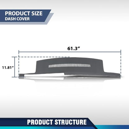 PIT66 TPE Dash Cover Dashboard Panel With Adhesive Compatible with Chevy Blazer Suburban GMC Yukon C1500 C2500 C3500 1988-1994 Plastic Gray - size: 1988-1994 Chevy/GMC(Gray)