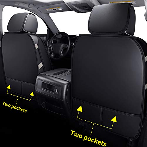 LUCKYMAN CLUB 2 Front Silverado Seat Covers Fit for 2007-2025 Sierra Chevy Silverado 1500 2500 3500 with Water Proof Faux Leather (Black & Red 2 PCS) - color: Black & Red, size: Front set (2 pcs)