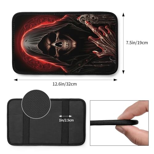 Universal Car Center Console Cushion Pad, Cool Red Skull Soft Waterproof Car Center Console Cover Auto Armrest Seat Box Cover Protector for Most Vehicle SUV Truck Car - color: Cool Red Skull