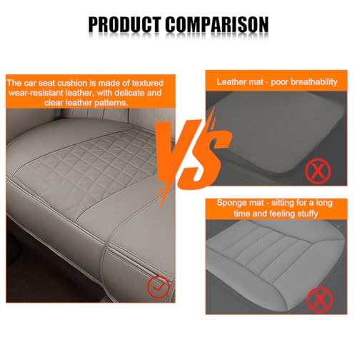 Leather Car Seat Cover, Vehicle Rear Bottom Seat Protector Pad, Full Surrounded Waterproof Auto Seat Protective Cushion with Storage Pocket, Universal Fit（Gray） - color: Gray