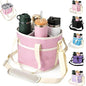 Drink Carrier Bag for 4 Cups, Insulated Drink Carrier with 4 Compartments, Portable Tumbler Holder with Adjustable Strap, Drink Caddy Tote for Coffee, Travel, Takeout & Outings (Pink) - color: Pink