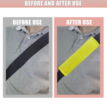 2PCS Car Seat Belt Pads Cover - Soft Fluff Car Seat Belt Shoulder Strap Cover Harness Pad Protect Your Neck - Universal Comfortable Seatbelt Strap Cushion for Most Cars & Backpacks (Yellow) - color: Yellow