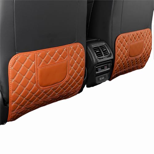 2pcs Car Seat Back Anti Kick Mat Half-Size Pad Leather Cover Seat Protector Auto Accessories (Brown) - color: Brown