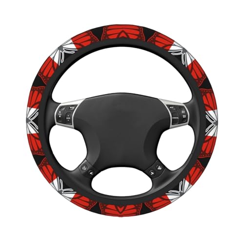 Butterfly Austrian Flag Breathable Neoprene Steering Wheel Cover - Anti-Slip Floral Design Universal Fit for Cars/Trucks/Suvs (14.5"-15" Inch) - color: Butterfly Austrian Flag