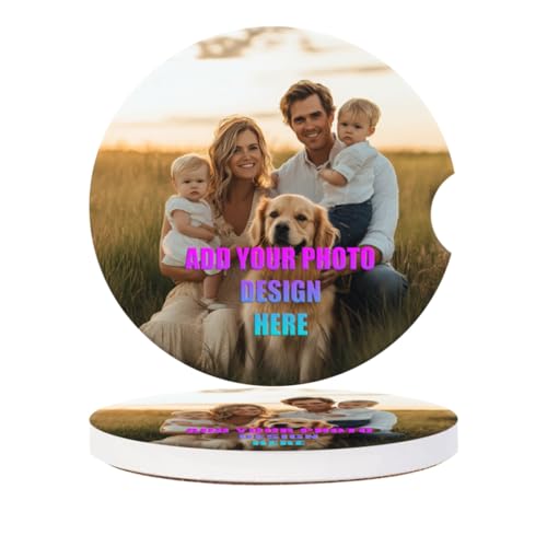 Personlized Cup Holder for Car,Upload Your Design/Logo/Photo Here. Ceramic Coasters Non-Slip Cup Holder Insert with Fingertip Grip, Auto Interior Accessories for Women & Men,Pack of 2, 2.56In - color: Diy
