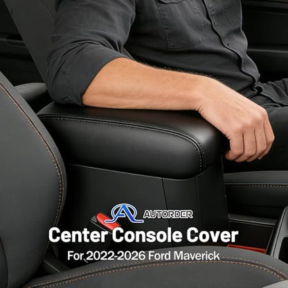 Autorder Center Console Cover for 2022-2025 2026 Ford Maverick Accessories Armrest Cover Anti-Scratch Middle Console Pad Leather Armrest Protector - size: 22-26 Ford Maverick