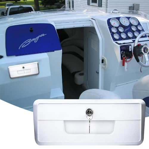 Pactrade Marine Boat Pontoon Yacht Storage Compartment Durable Standard Lightweight Lockable ABS Locking Plastic Glove Box White Spacious with Keys - style: White, with Keys