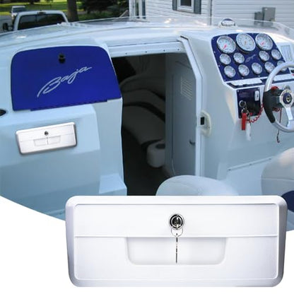 Pactrade Marine Boat Pontoon Yacht Storage Compartment Durable Standard Lightweight Lockable ABS Locking Plastic Glove Box White Spacious with Keys - style: White, with Keys
