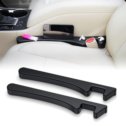 Car Seat Gap Filler Set of 2, Seat Side Gap Filler Fill Gap Between Seat & Console with Double-Sided Textured Design Soft Foam For Car SUV Truck, Seat Crevice Blocker Stop Things from Dropping - color: Jet Black
