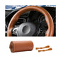 Genuine Leather Car Steering Wheel Cover, DIY Sewing Stitch on Wrap Auto Wheel Cover with Needle Thread, Breathable Anti-Slip Vehicle Steering Stitching Protector, Universal Fit (Brown/Glossy) - color: Brown/Glossy