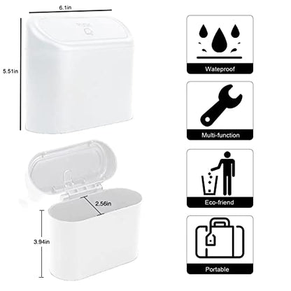 Mini Car Bin with Lid and 2 Trash Bags - White, Cute Car Accessory for Storage and Organization, Small Trash Can for Kitchen, Bedroom and Office - size: Car Trash Can - White with 2 Trash Bags