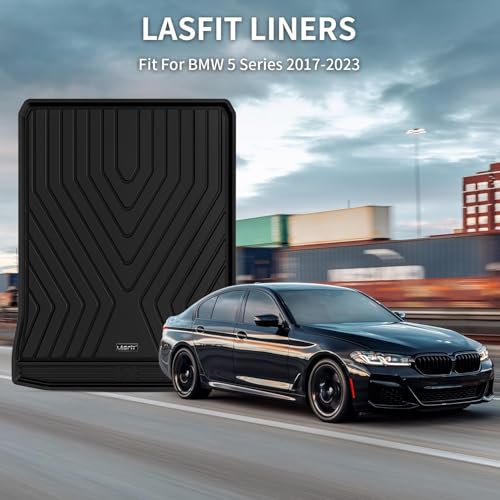 LASFIT Trunk Mats Fit for BMW 5 Series G30 2017 2018 2019 2020 2021 2022 2023, Custom Fit TPE All Weather Cargo Bed Liners for 530i 540i M550i 540d xDrive, Black